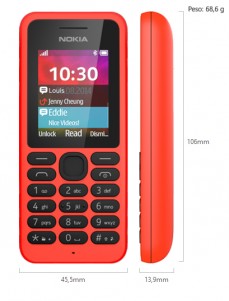 Dimensiones Nokia 130