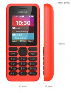 Dimensiones Nokia 130 Dual SIM