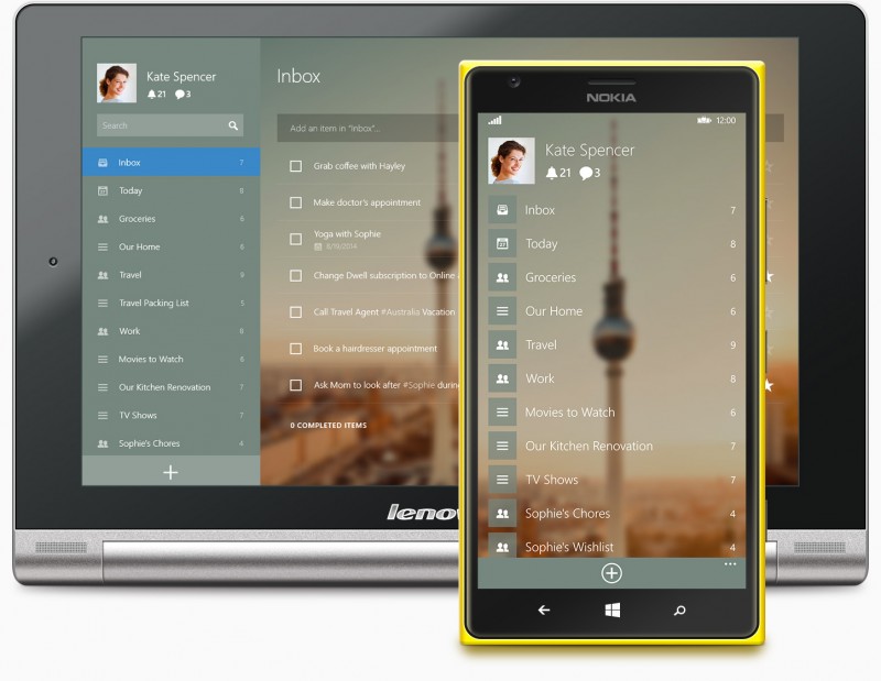 Wunderlist aplicación universal para Windows y Windows Phone