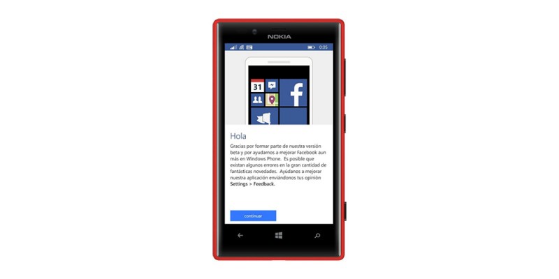 Facebook Beta en el Nokia Lumia 720