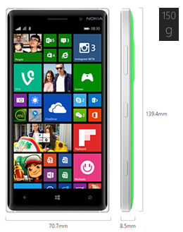 Dimensiones del Nokia Lumia 830