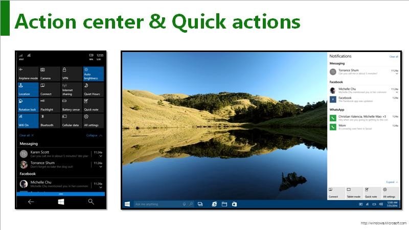 action center y quick actions windows 10