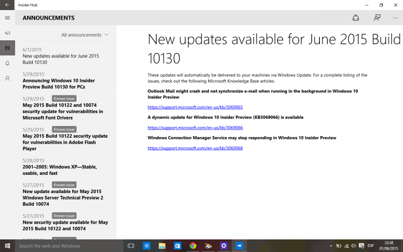 La Build 10130 de Windows 10 PC recibe una actualización vía Windows Update