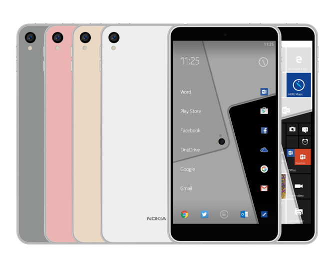 Supuesto Nokia C1 con Android y Windows 10 Mobile
