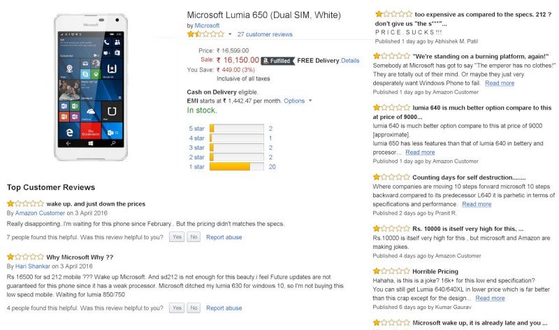 Lumia 650 Amazon India Opiniones