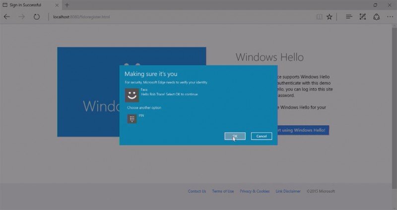 Windows Hello en Microsoft Edge
