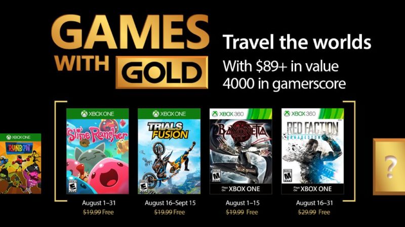 Estos son los Games With Gold de Agosto para Xbox One y Xbox 360