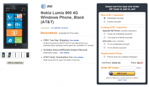 Lumia 900 en Amazon