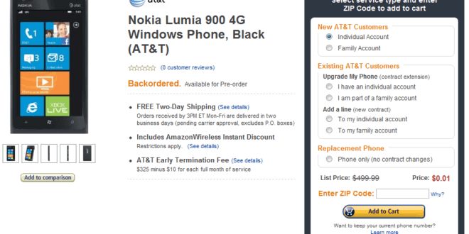 Lumia 900 en Amazon