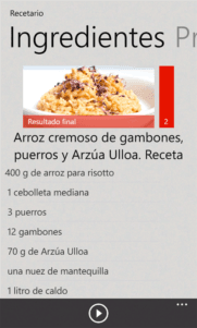 Las recetas del Chef, recetas con indicaciones por voz.