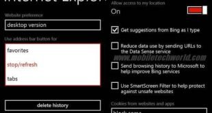 Windows Phone IE 10 Ajustes