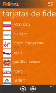 FidMe la primera aplicación en usar "Cartera" de WP8