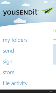 YouSendIt aplicación para Windows Phone 8 exclusiva Nokia