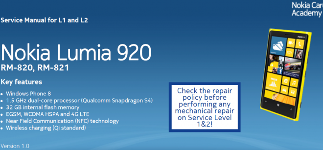 Nokia Lumia 920 Manual de servicio