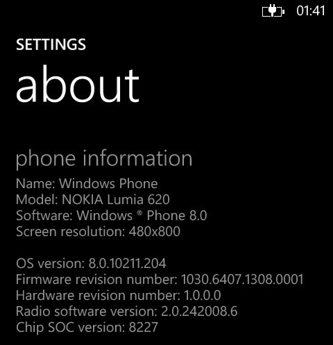 Nokia Lumia 620 comienza a recibir la actualización de firmware 1030.6407.1308.00xx,