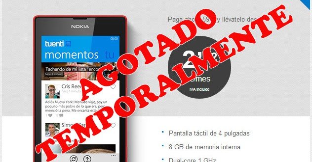Nokia Lumia 520 agotado temporalmente en Tuenti Movil