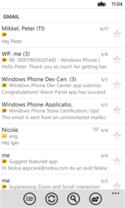 Aplicación no oficial Gmail para Windows Phone