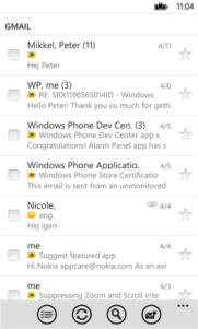 Aplicación no oficial Gmail para Windows Phone