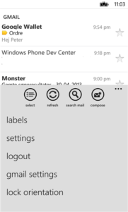 Aplicación no oficial Gmail para Windows Phone