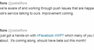 Joe belfiore confirma que pronto tendremos Facebook Beta para WP7