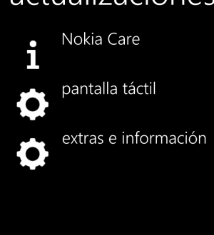 Pantalla táctil, Extras e Información y Nokia Care se actualizan en WP8