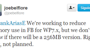 Facebook Beta para WP 7 con 256MB RAM "estamos trabajando en ello" [Actualizado]