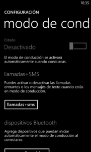 Modo de Conducción en Windows Phone 8