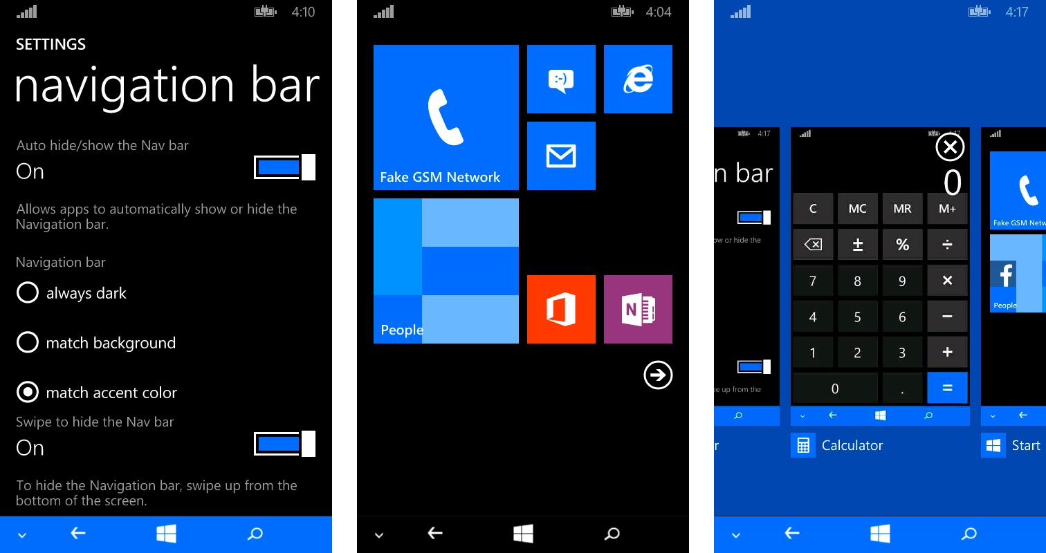 Ajustes de la barra de navegación en Windows Phone 8.1