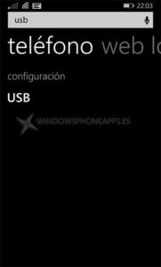 Aparece la configuración USB en Windows Phone 8.1