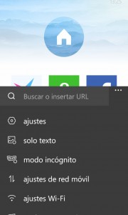Opciones del menú de UC Browser 4.0 Beta