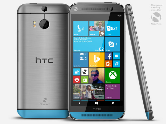 Imagen modificada de un HTC One (M8) con Windows Phone