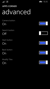 Configuración de los botones en el Rincón de aplicaciones