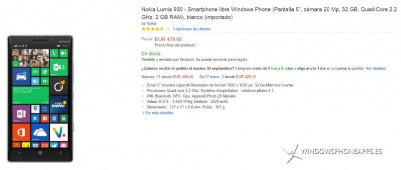 Comprar Nokia Lumia 930 en Amazon