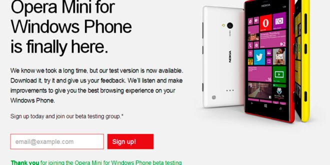 Opera Mini para WIndows Phone