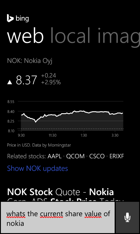 Cortana Nokia Share Value