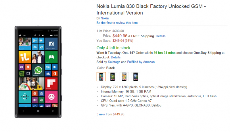 Nokia Lumia 830 Amazon