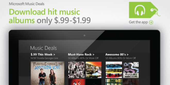 Music Deals, la aplicación de Microsoft para comprar álbumes de música por menos de 2$