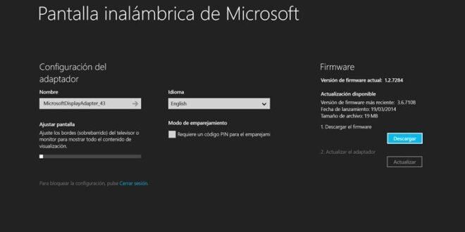 Aplicación Pantalla inalámbrica de Microsoft disponible para Windows 8.1