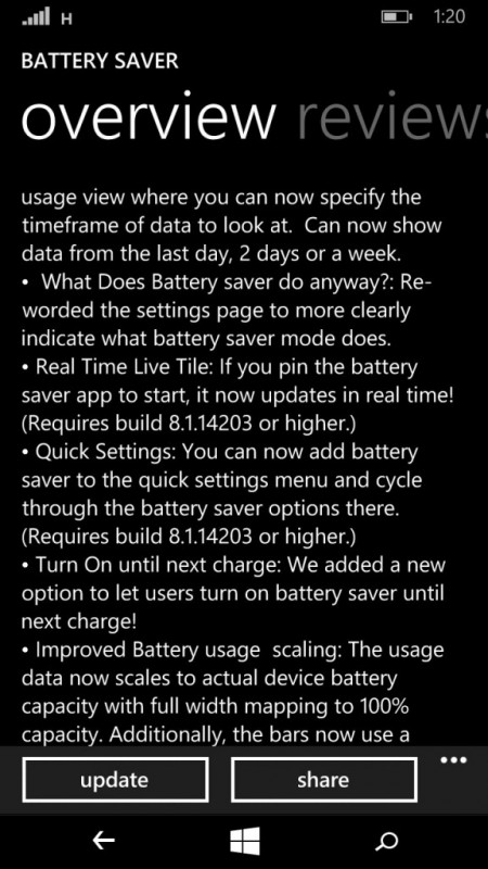 ahorro bateria - Windows Phone 8.1 Build 14203