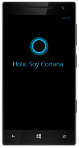 Cortana nos saluda en español