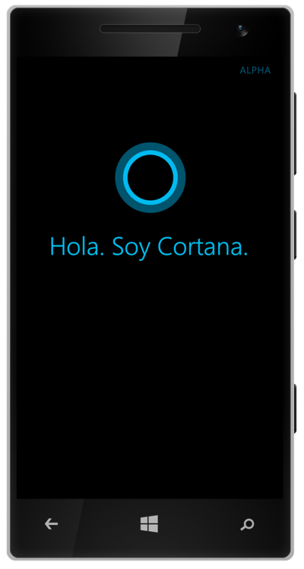 Cortana nos saluda en español