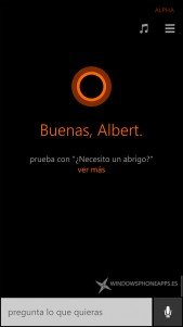 El primer saludo de Cortana en Español