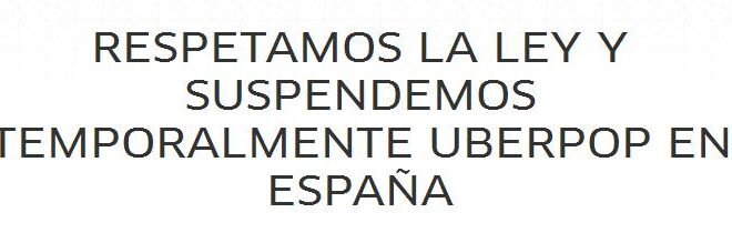 Uber echa el cierre temporal en España