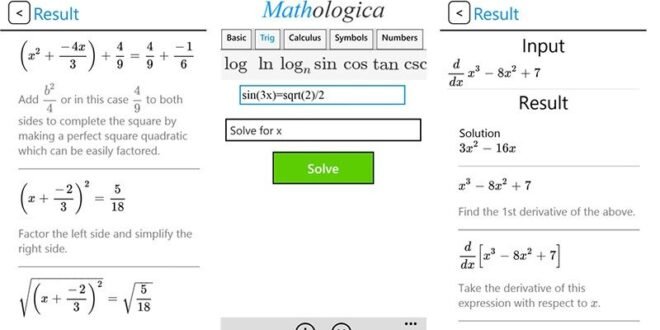 Mathologica, una nueva aplicación matemática gratuita para Windows Phone