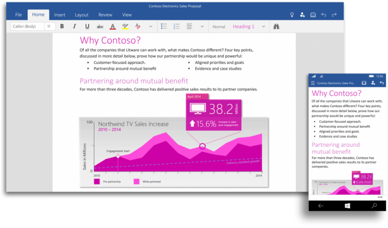Las aplicaciones universales de Office ya se pueden descargar en Windows 10 Technical Preview.