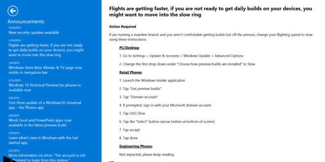Microsoft parece que se plantea nuevas estrategias para las actualizaciones de Windows 10 TP