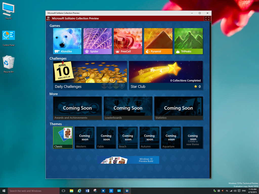 Windows 10 solitaire collection