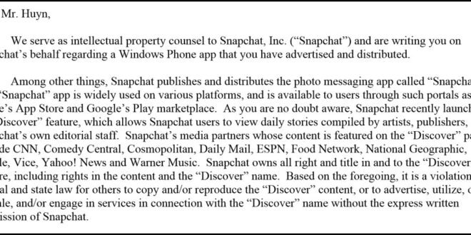 Snapchat quiere a 6Discover fuera de la tienda de Windows Phone