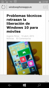 Os mostramos la nueva versión de Windows 10 para móviles en imágenes
