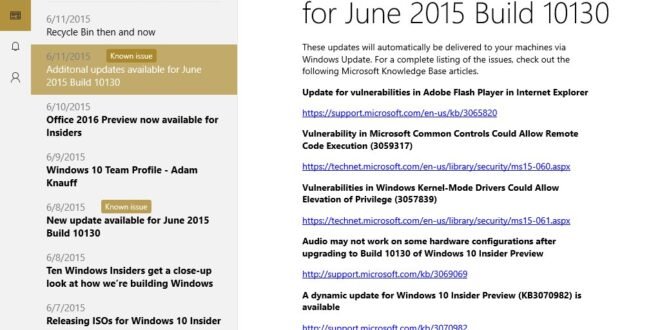 Tres actualizaciones mas para Windows 10 Build 10130